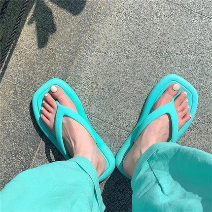 Fashion Solid Color Flip-flops Women's Soft Bottom Flip-flops
