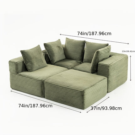 Sofa with A Freely Configurable Design And A Stylish, Versatile Colorway. Stable Floor-standing Structure