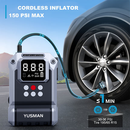 8000A Portable Car Jump Starter with Air Compressor & Power Bank - Cordless Battery