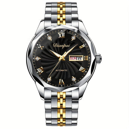 A Stylish Automatic Mechanical Watch for Men with a Calendar, Luminous Hands