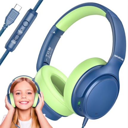 Mic Active Noise Cancelling Headphones 85/94dB Safe Volume Limit Over Ear Headsets Boys Girls Wired Headset for School