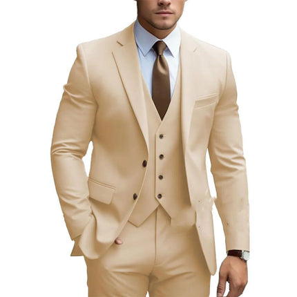 Business Casual Men's Three-piece Suit For Bridegroom Men's Wedding