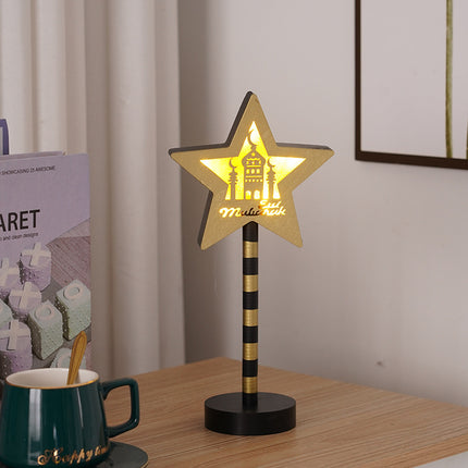 Colored Lights LED Star Moon Wooden Decoration Small Night Lamp