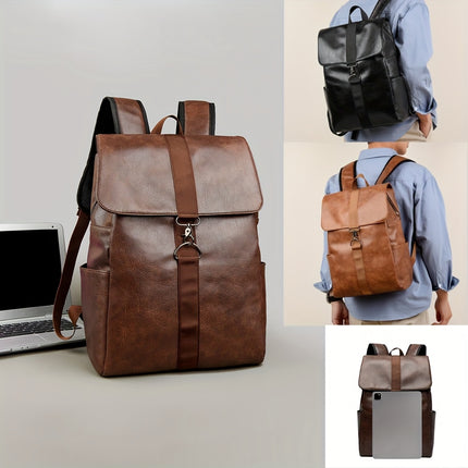 Solid Color Large Capacity Men'S Business Casual Retro Commuting Travel Bag, Laptop Bag,