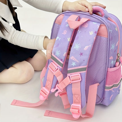 A Lightweight Backpack with a 3D Hard Shell Featuring Cartoon Mermaid And Unicorn Designs
