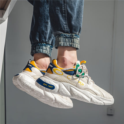 Men's Vintage Old School Style Chunky Shoes, Comfy Non Slip Durable Lace Up Sneakers For Men's Outdoor Activities