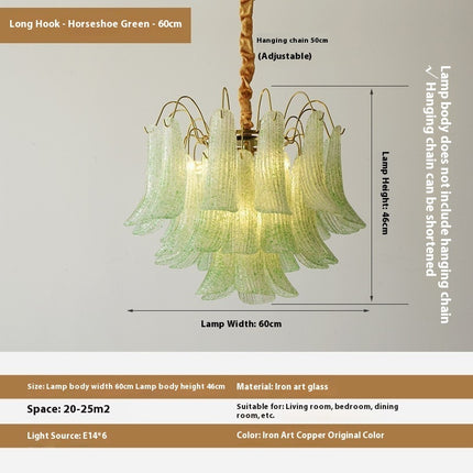 Crystal Shell Chandelier Retro Color Bedroom Glass Lamp