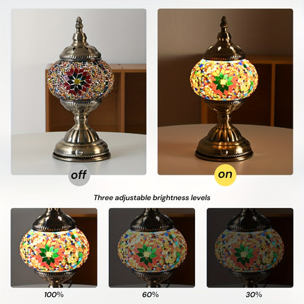 1pc Turkish-Moroccan Mosaic Usb-Powered Table Lamp - Bohemian Stained Glass Nightlight