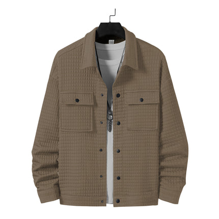 Men's Casual Jacquard Plaid Baggy Coat Shirt