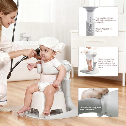 Baby Shower Stand | Adjustable Height and Armrest, Anti-Skip and Shower Head Holder