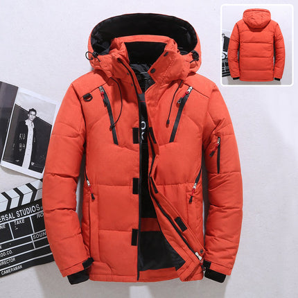 Windproof Hooded Jacket Leisure Sports Coat Pockets Warm Mens Clothing