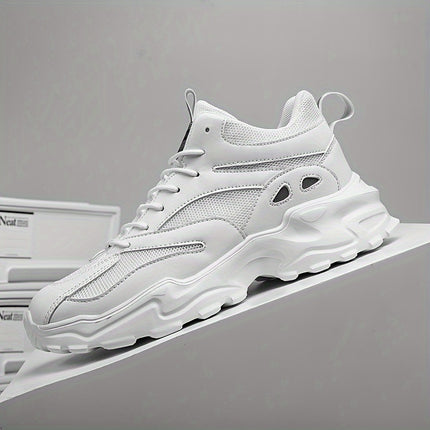 Men'S Casual Sneakers, Solid Color, Breathable Mesh Upper & Inner, EVA Sole, Cloth Insole