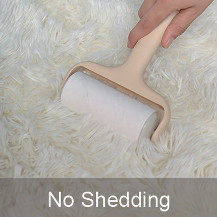 1pc, Nordic Style Solid Color High-Density Long Plush Mat, Beige Rectangular Living Room Mat,