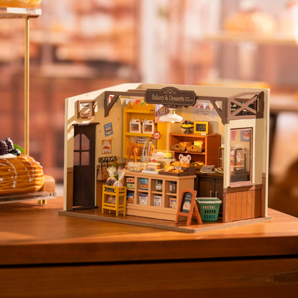 Rolife Mini Home DIY Assembly Model, Becca's Bakery, 3D Puzzle Toy, 256-piece Wooden Model With LED Lights, Creative Home Decor And Adult Gift