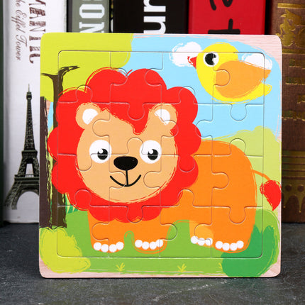 Animal Cartoon 16-piece Wooden Puzzle