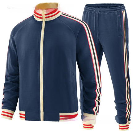 Men's Casual Sports Suit Color Matching Two-piece Set