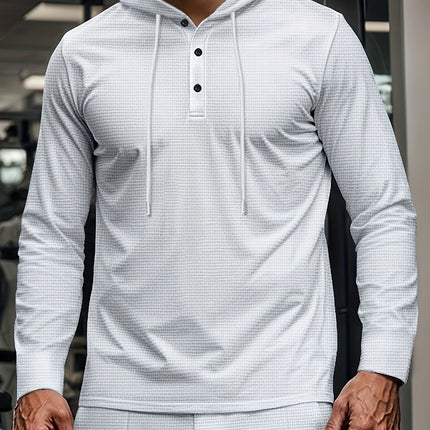 Men's Casual Sportswear Set - Hooded Long Sleeve Top & Joggers with Drawstring, Polyester Blend, Perfect for Spring/Fall Outdoor Activities