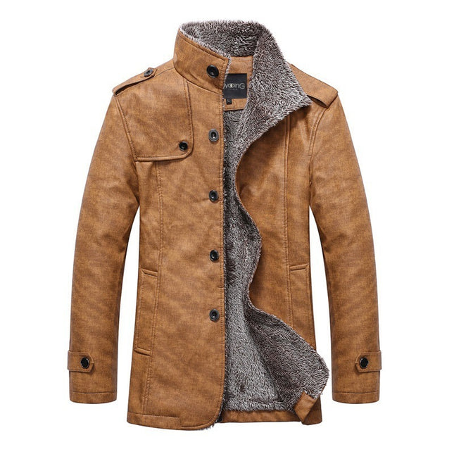 Men's Fashion Lapel Plush Leather Jacket