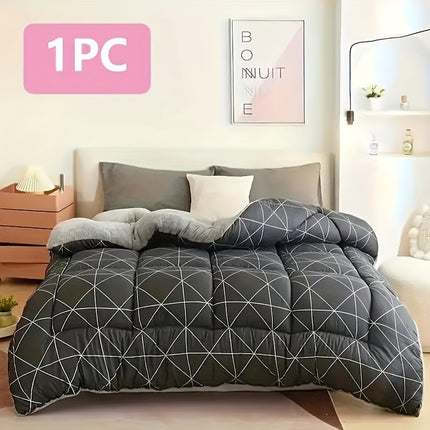 1pc Cozy Winter Quilt with Geometric Pattern - Soft & Warm Double-Sided Polyester