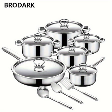 Stainless Steel Pots And Pans Set Non-Toxic, 1Frying Pans, Saucepan And Stockpots, Compatible