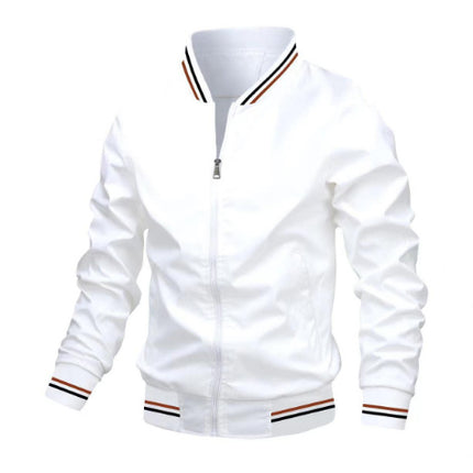 Men's Striped Zip-up Jacket With Pockets Fashion Casual Outerwear Sports Baseball Clothing Spring And Fall
