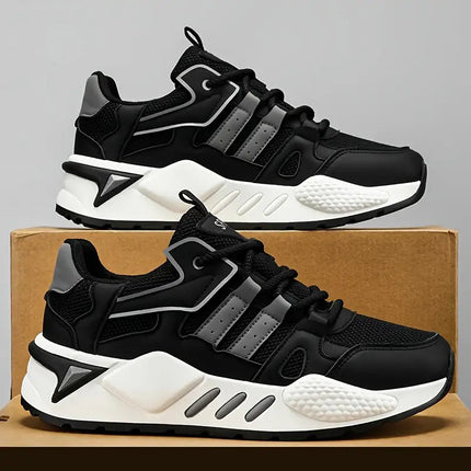 Sneakers, Men's Fashionable Thick-soled Shoes, Anti-slip Lace-up Low-top Running Shoes,