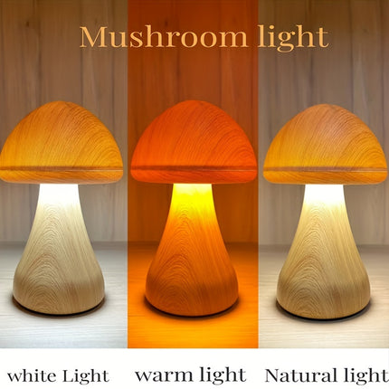 USB Dimmable Mushroom Table Lamp with Touch Control, Smart Tri-Color Mushroom Lamp