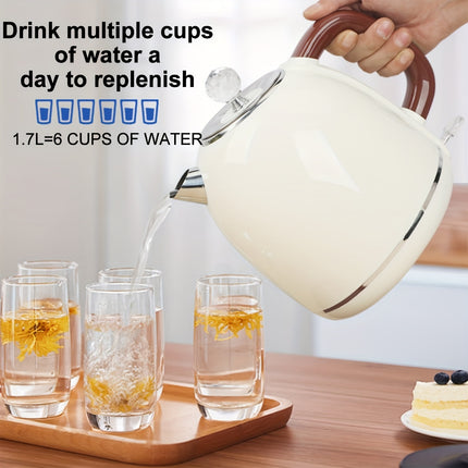 Retro-style electric kettle, 58 ounces large capacity, automatic shutdown and dry-burning protection,