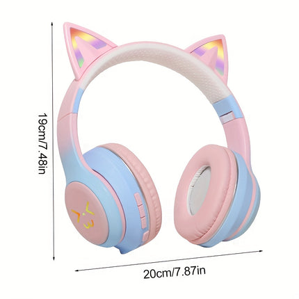 Cat Ear Headphones with Cat Ear Headpieces & RGB HIFI Sound Stereo Sound Compatible