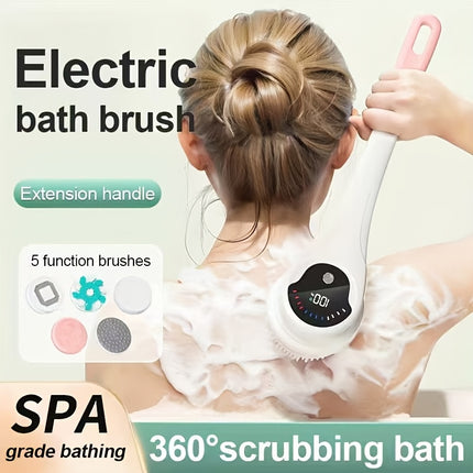 Electric Body Brush for Shower, USB Rechargeable Body Brush, Long Handle Shower Brush,