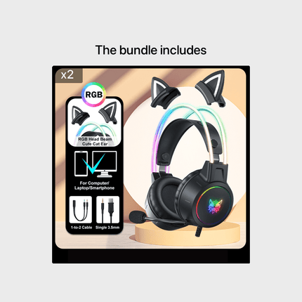 X15pro Cat Ears Headset Headband Light Emitting Wired Gaming Computer Gaming Headset