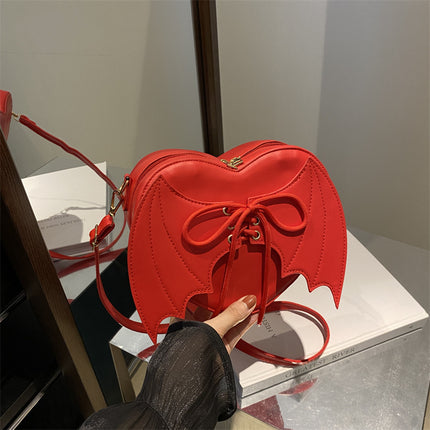 Heart Shape Bag Strap Design Bat Wings One Shoulder Crossbody Bag