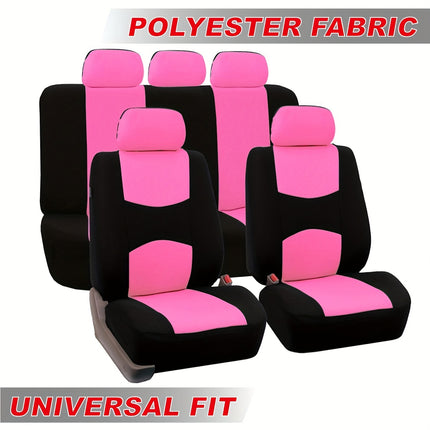 Polyester Crescent Moon Pattern Low-Back Car Seat Covers 9-Piece Set