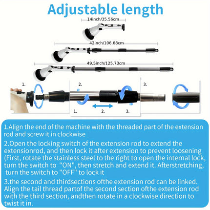 Electric Cleaning Brush, Long Brush for Cleaning Car, 8in 1 & 6in 1 Multiple Accessories