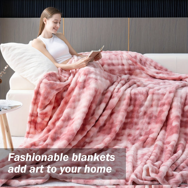 Super Soft Bubble Faux Rabbit Fur Blanket - All-Season Plush Queen & King Sizes