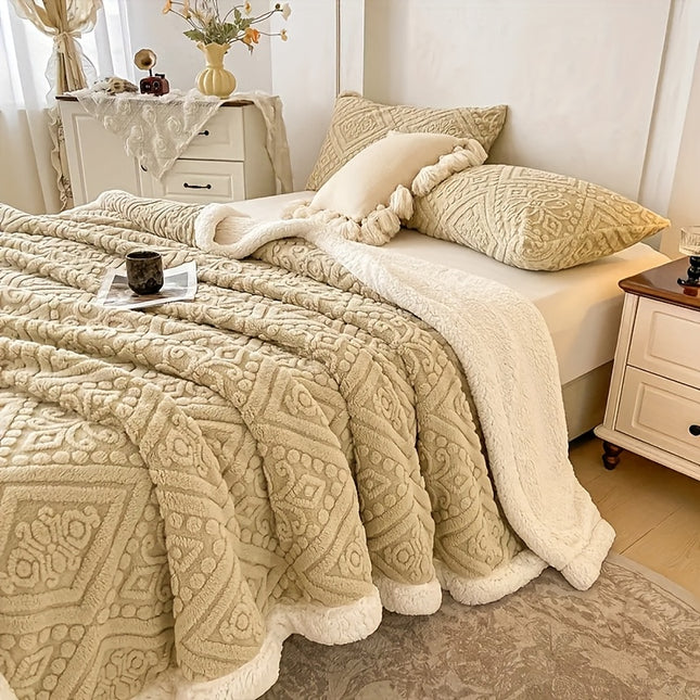 Bedspread/Comforter, All-Season Soft Coral Fleece Bed Cover,