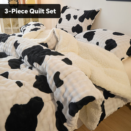 Extra-Thick Fleece Quilt Set- Bedding Set For Christmas Room Decor, Thickened Down Quilt Set,