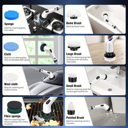 Electric Rotary Scrubber Cordless Shower Cleaner Bathroom Cleaning Brush With Adjustable Telescopic