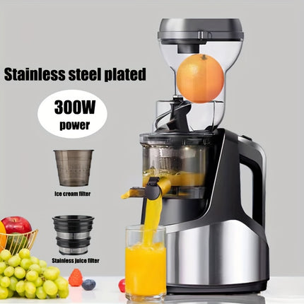 Juicer, 300W Slow Masticating Machines with Large Feed Chute Fit Whole Fruits