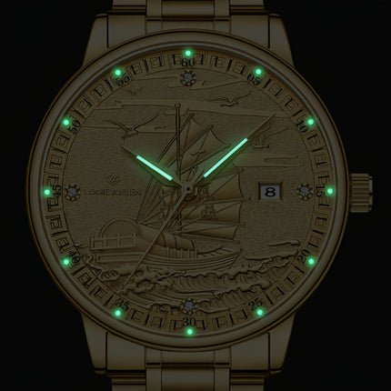 Men's Automatic Mechanical Watch, Smooth Sailing Series, All-Golden Noble Men's Wristwatch