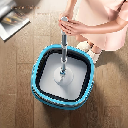 Wash Mop And Bucket Set, With Total 3 Mop Cloths, Household Rotating Floor Mop, Lazy Mop,