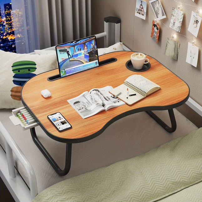 Adjustable Lap Desk for Bed with Wood Tray Table - Heavy-Duty Bedside Desk Suitable for Laptop