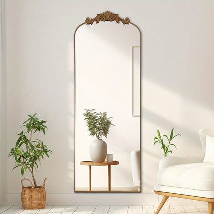 Mirror, Complete Body Mirror with Decorative Carved Details, Wall-Mountable Bathroom Mirror