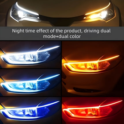 2pcs 60.96 cm LED decorative light strip with flowing light, universal car lights, fashionable start scanning,