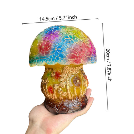 Hand-Painted-Style Multicolor LED Mushroom Lamp with Glowing & Warm White Base