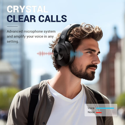 Headphones Wireless Headphones with Microphone Deep Bass, Hi-Fi Audio, Memory Foam Ear Cups,