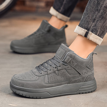 Outdoor Casual Sneakers - Beige PU Upper, MD Sole & EVA Cushioning, Breathable Fabric Lining