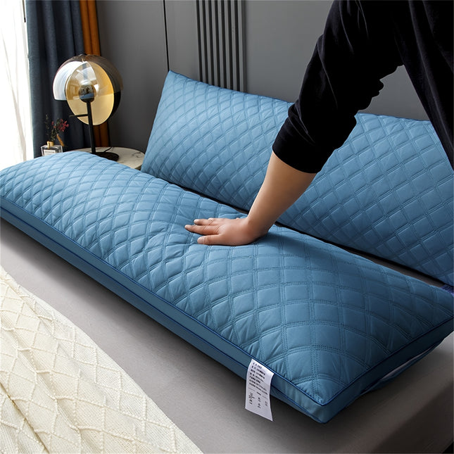 1pc Blue Luxury Quilted Body Pillow - Soft 3-Line Embossed Design, Machine Washable, Multiple Sizes
