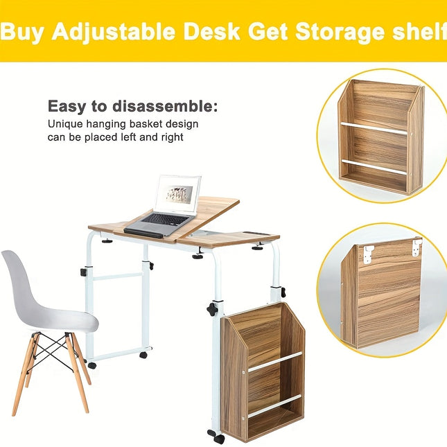 Heavy-Duty Overbed Table with Wheels, Tiltable Bed Desk with Adjustable