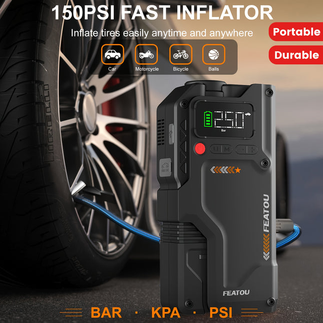 Car Air Compressor Jump Starter with Air Compressor, Battery Jump Starter Portable Peak